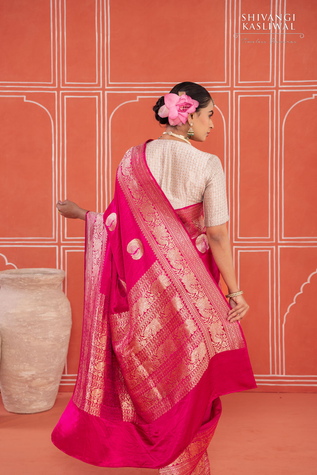 Cherry red Handwoven Banarasi Silk Saree