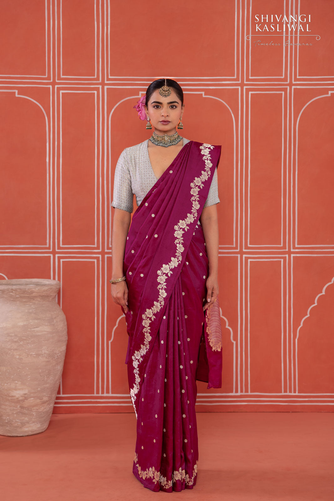 Wine Handwoven Banarasi Silk Saree