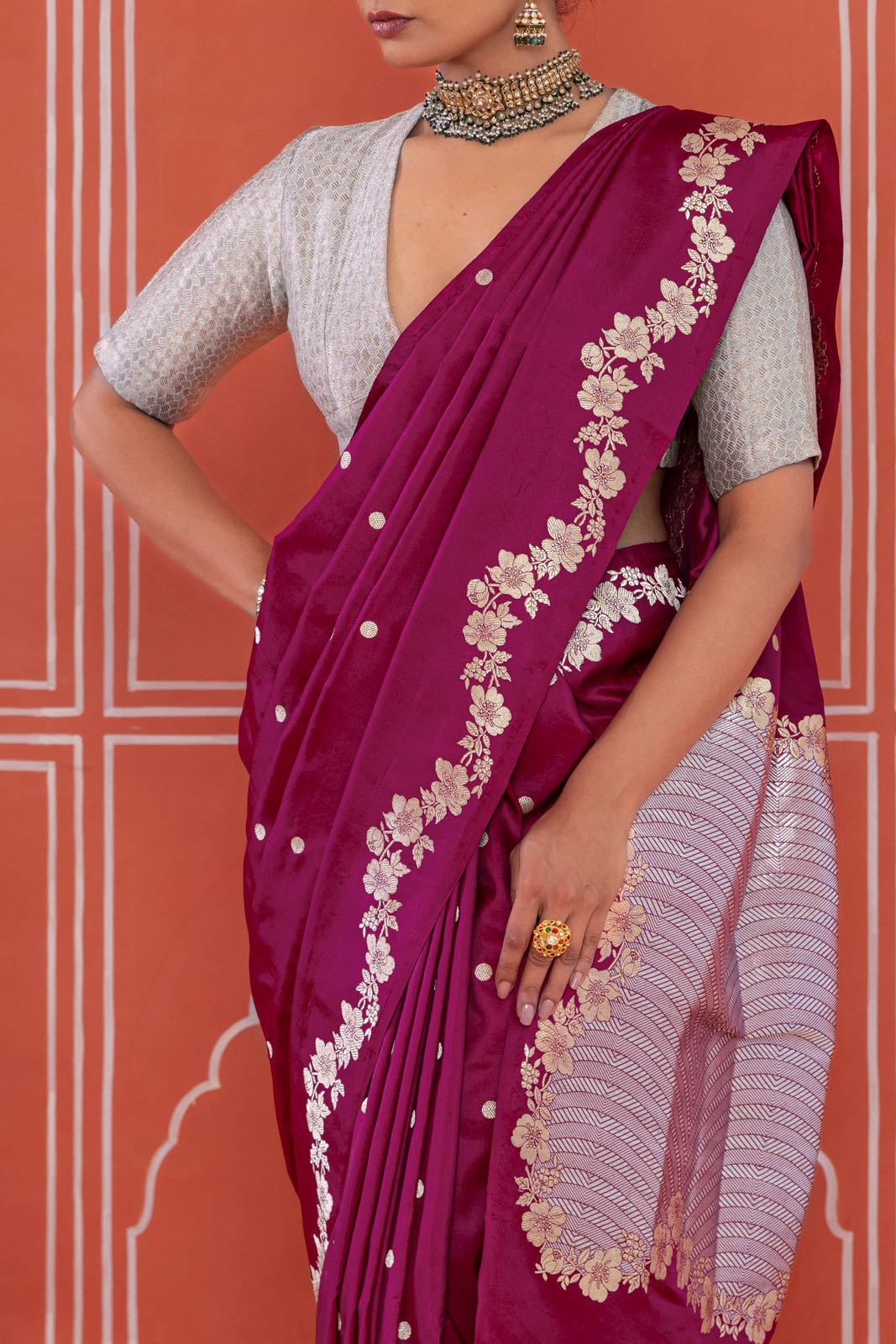 Wine Handwoven Banarasi Silk Saree
