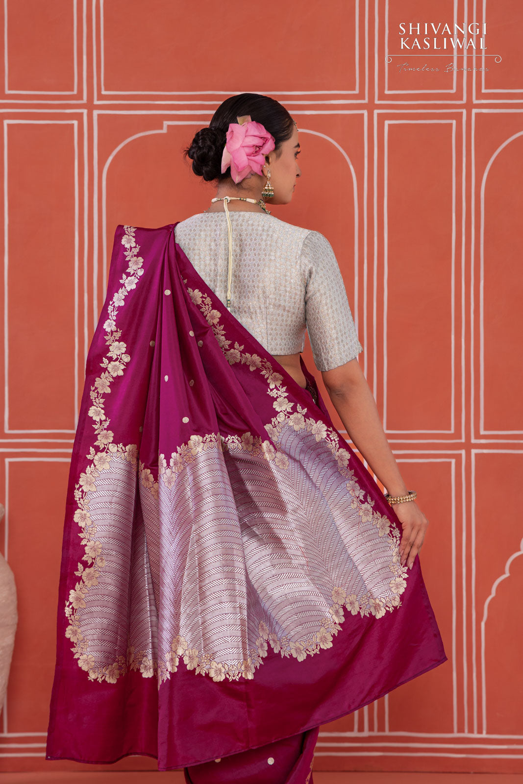 Wine Handwoven Banarasi Silk Saree