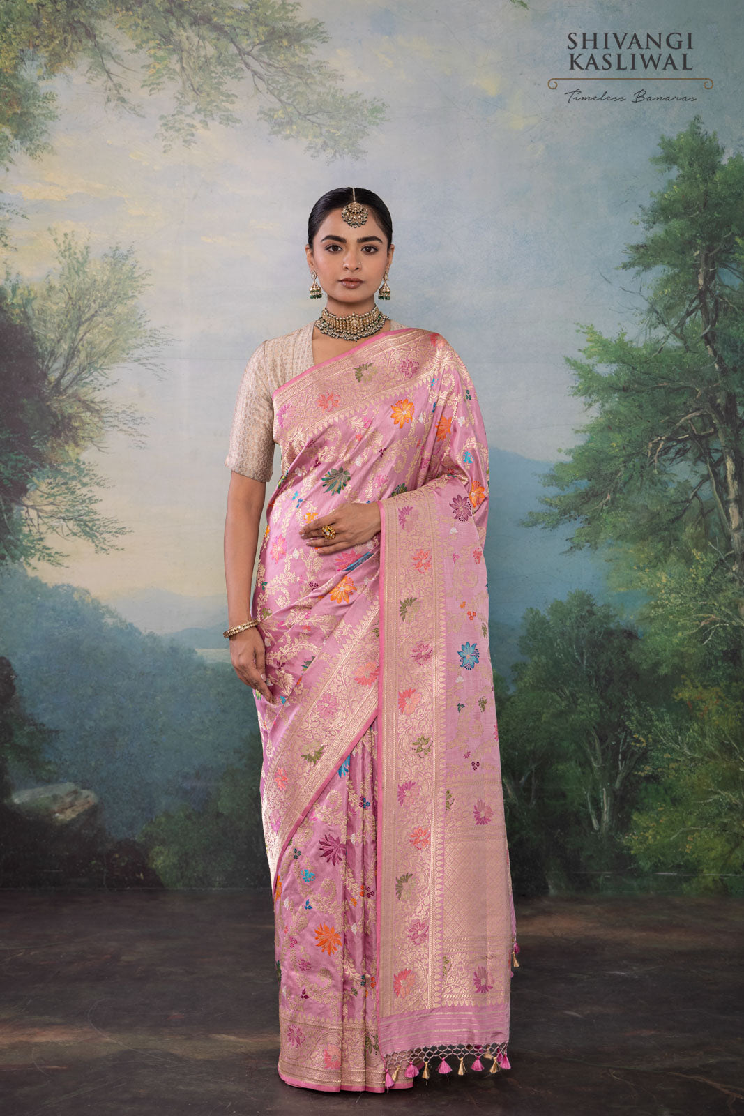 Pink Handwoven Banarasi Kadhua Silk Saree