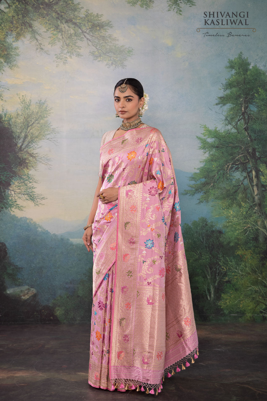 Pink Handwoven Banarasi Kadhua Silk Saree