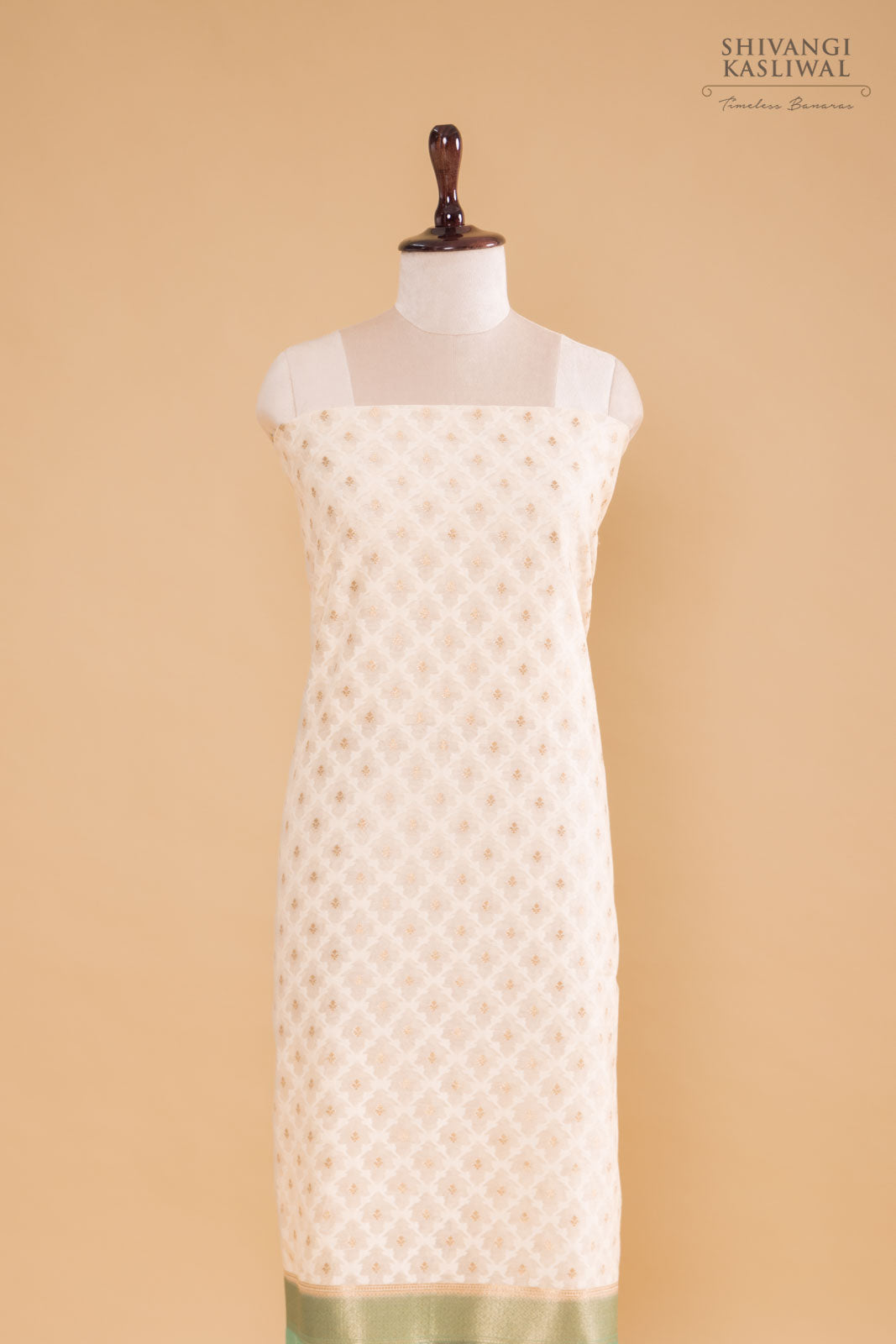 Off-White Handwoven Banarasi Chanderi Suit Piece