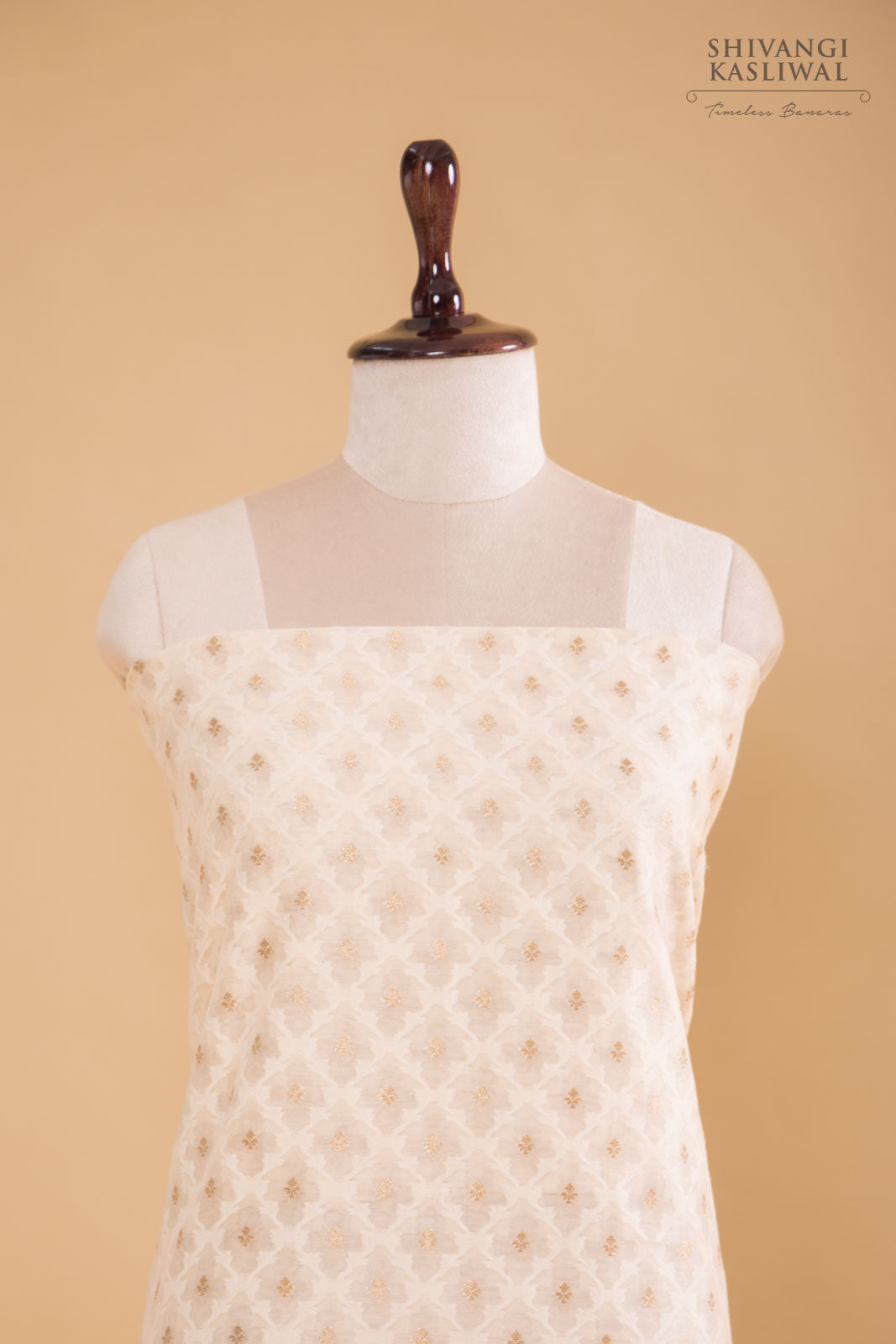 Off-White Handwoven Banarasi Chanderi Suit Piece