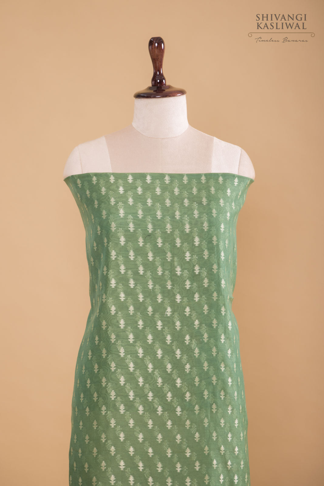 Green Handwoven Banarasi Chanderi Suit Piece