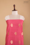 Pink Handwoven Banarasi Chiniya Silk Suit Piece