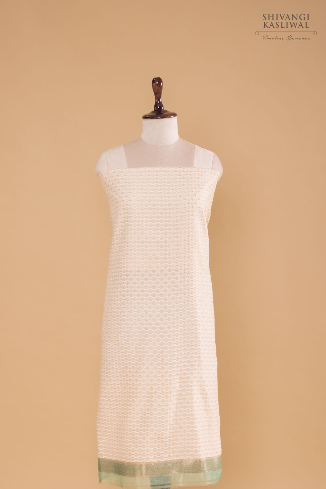 Off-White Handwoven Banarasi Chanderi Suit Piece