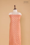 Peach Pink Handwoven Banarasi Chanderi Tissue Suit Piece