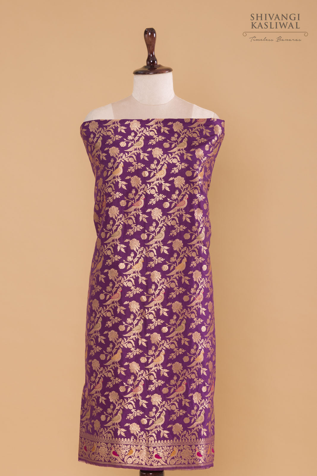 Purple Handwoven Banarasi Silk Suit Piece