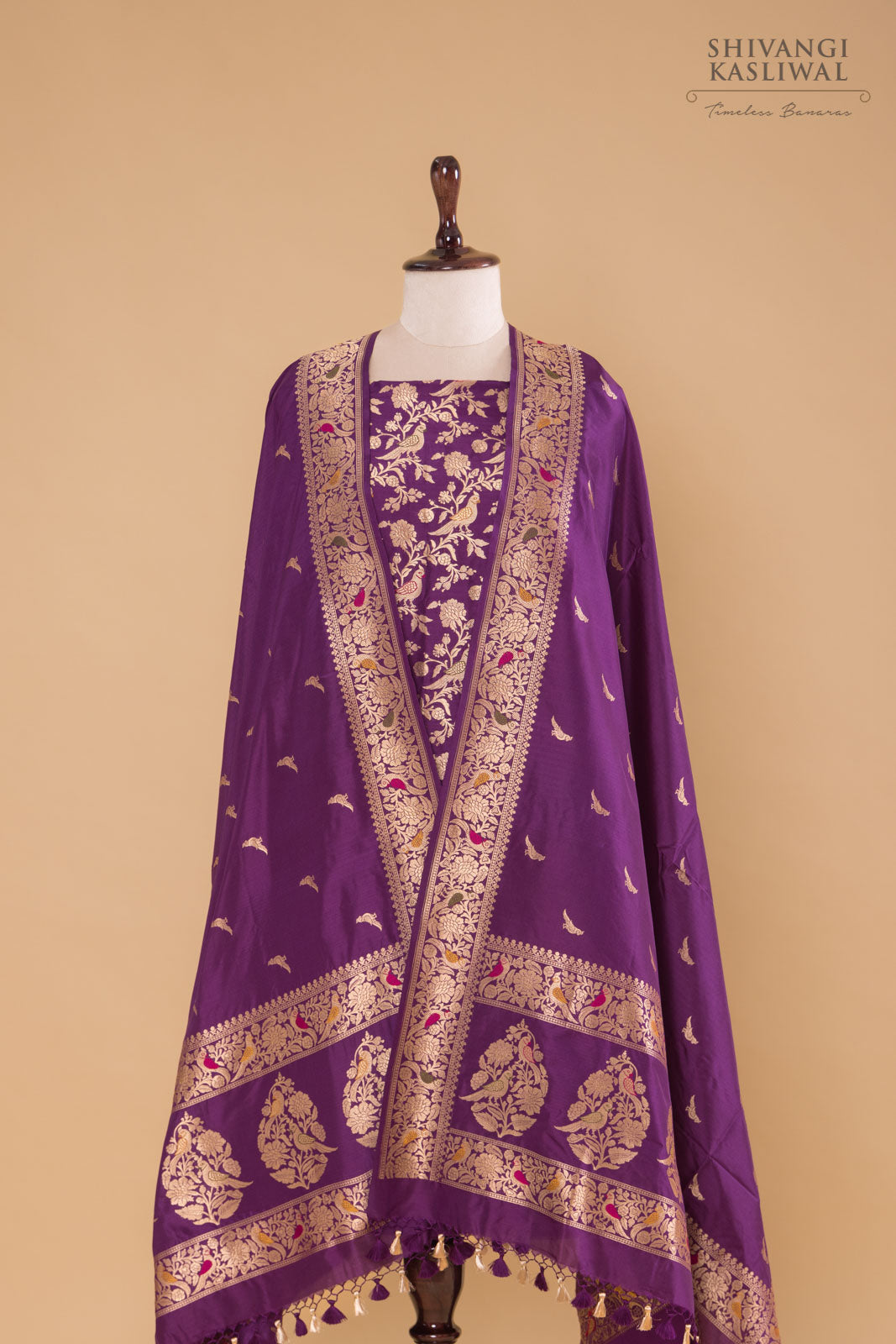 Purple Handwoven Banarasi Silk Suit Piece