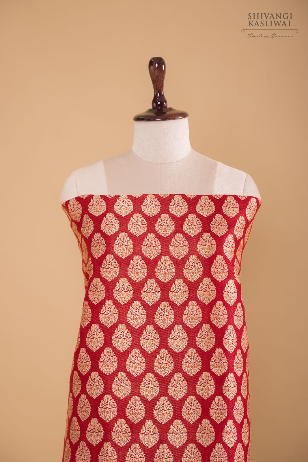 Red Handwoven Banarasi Silk Suit Piece