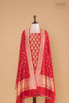 Red Handwoven Banarasi Silk Suit Piece