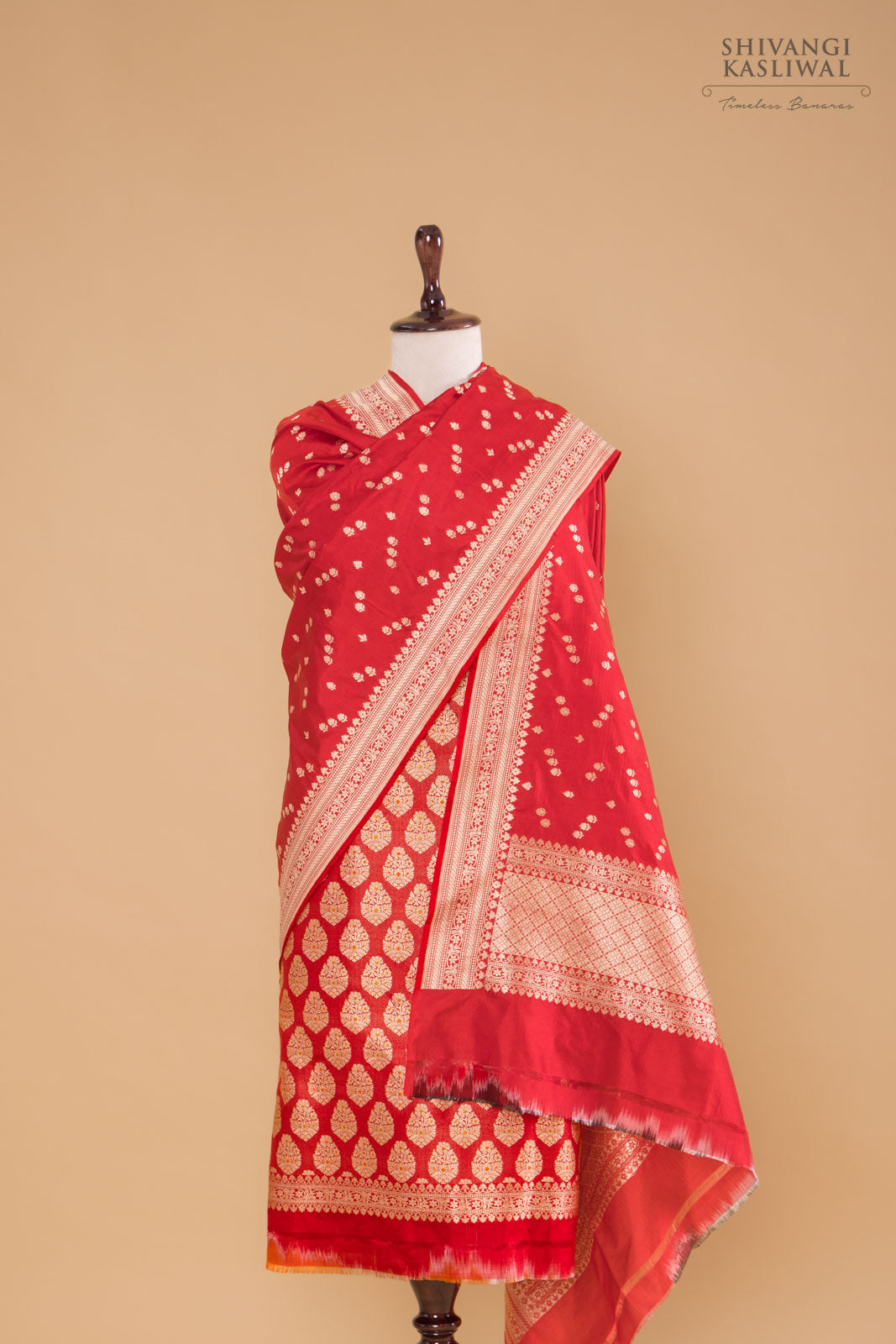 Red Handwoven Banarasi Silk Suit Piece