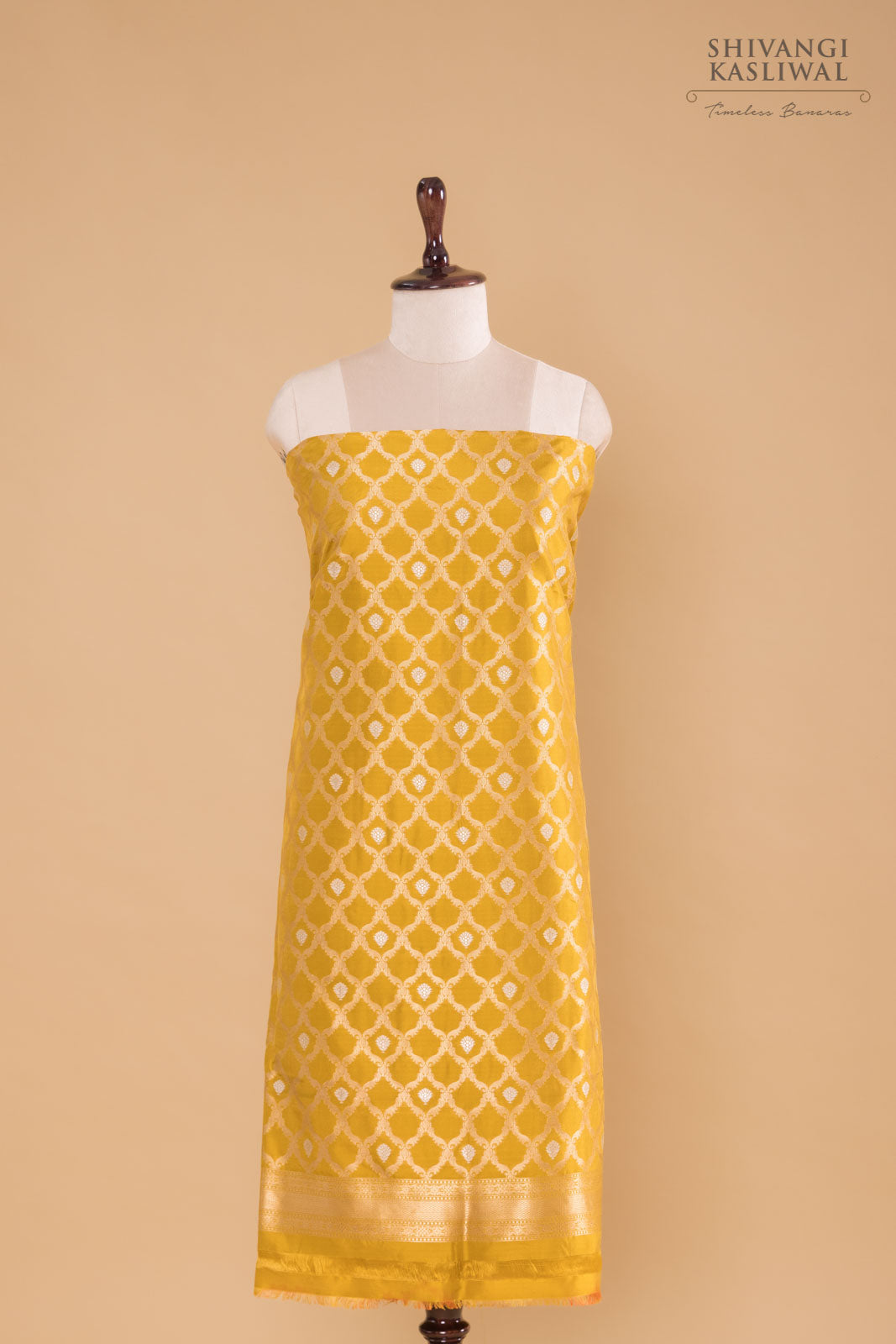 Mustard Yellow Handwoven Banarasi Silk Suit Piece