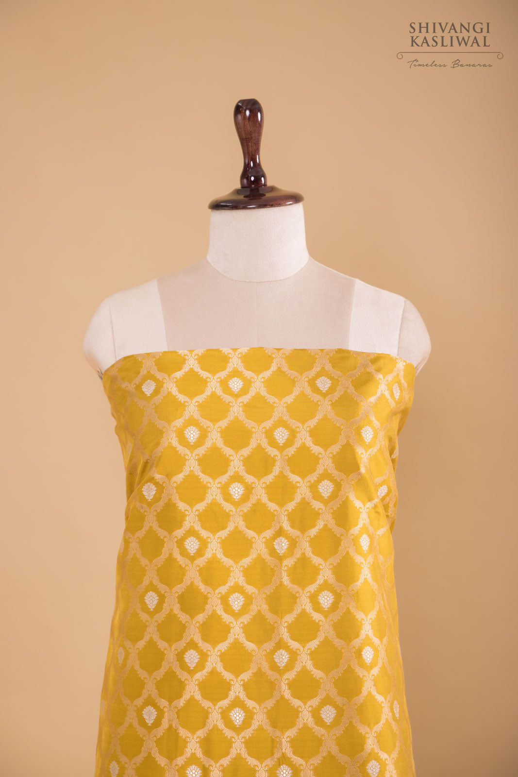 Mustard Yellow Handwoven Banarasi Silk Suit Piece