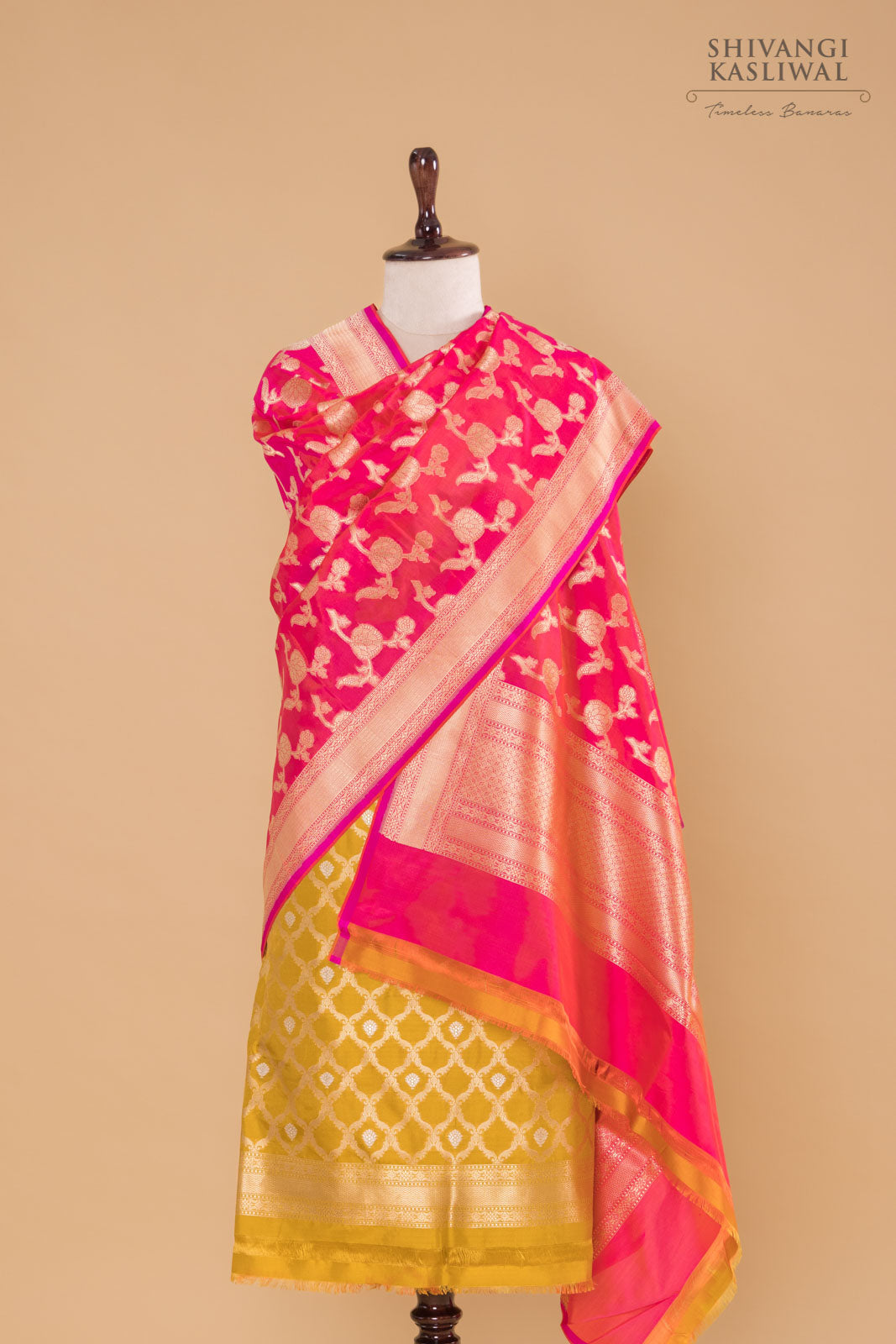 Mustard Yellow Handwoven Banarasi Silk Suit Piece