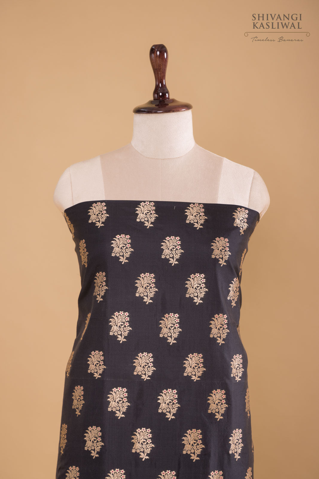 Black Handwoven Banarasi Silk Suit Piece