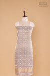 Grey Handwoven Banarasi Tissue Silk Suit Piece