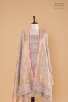 Grey Handwoven Banarasi Tissue Silk Suit Piece