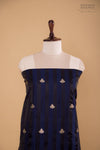 Black Blue Handwoven Banarasi Silk Suit Piece