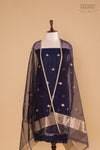 Black Blue Handwoven Banarasi Silk Suit Piece