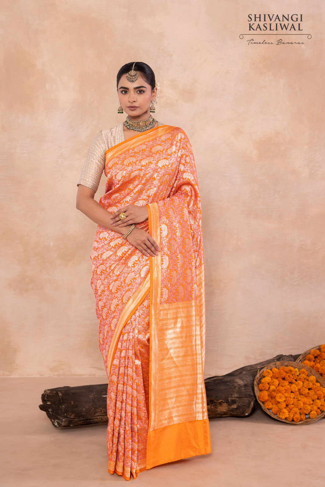 Orange Handwoven Banarasi Silk Saree