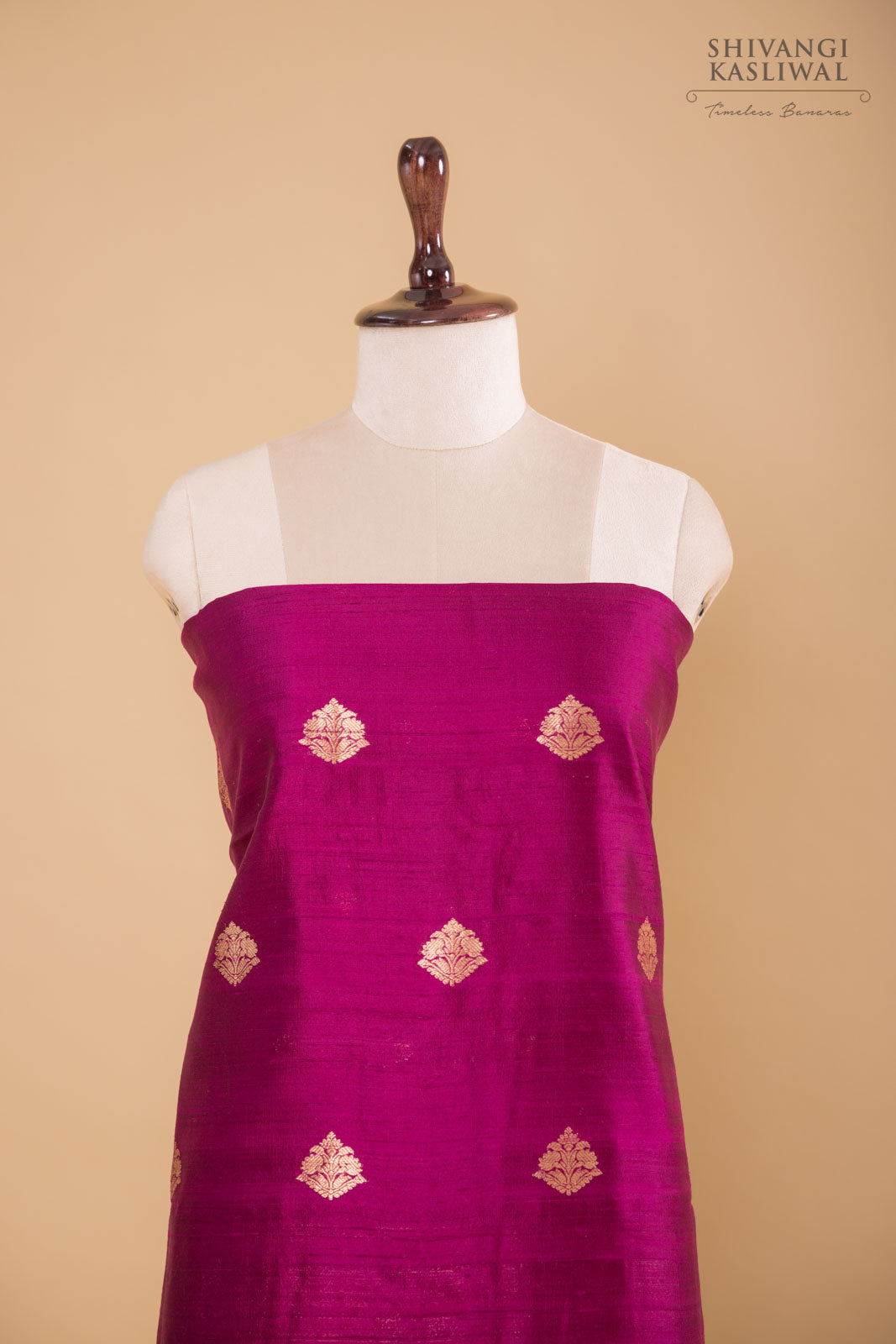 Magenta Pink Handwoven Banarasi Raw Silk Suit Piece