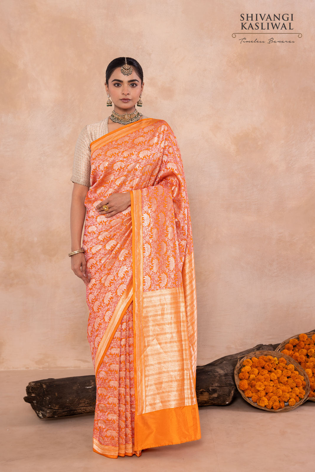 Orange Handwoven Banarasi Silk Saree