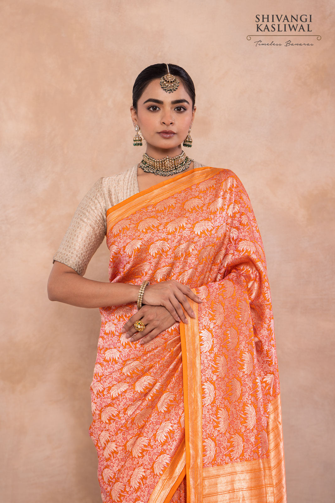 Orange Handwoven Banarasi Silk Saree
