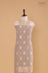 Grey Handwoven Banarasi Moonga Silk Suit Piece