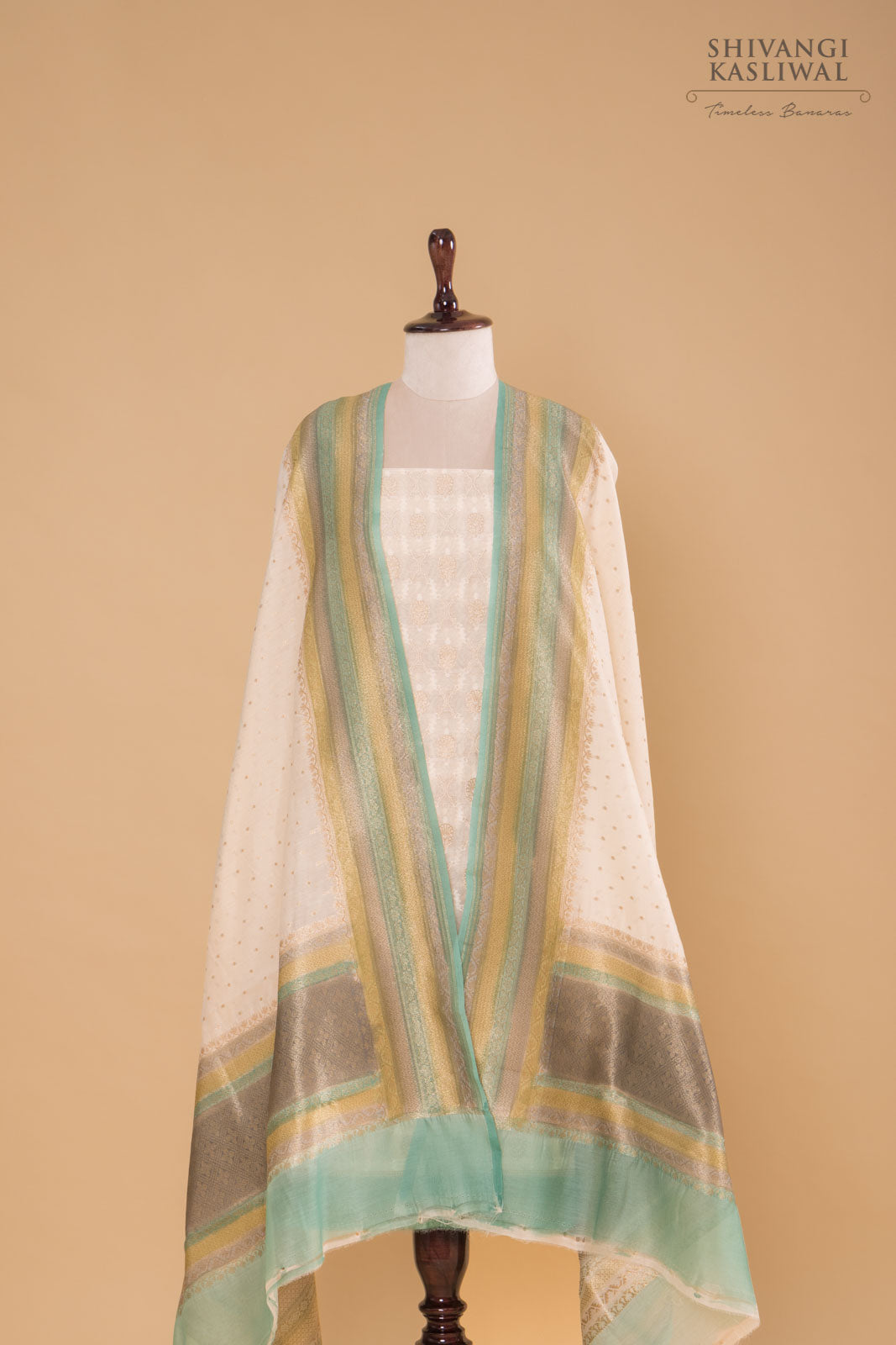 Off-White Handwoven Banarasi Chanderi Suit Piece