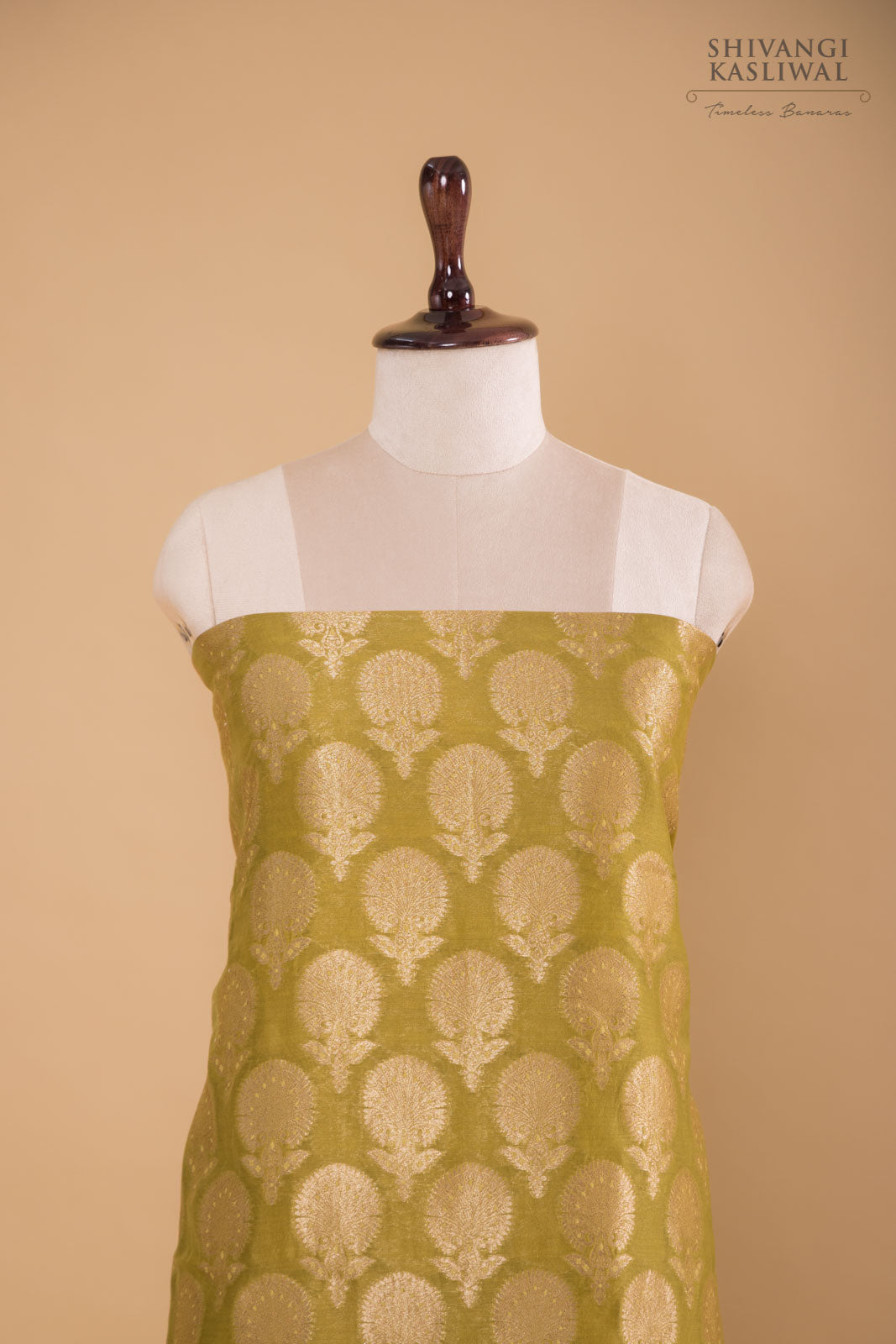 Green Handwoven Banarasi Chanderi Suit Piece