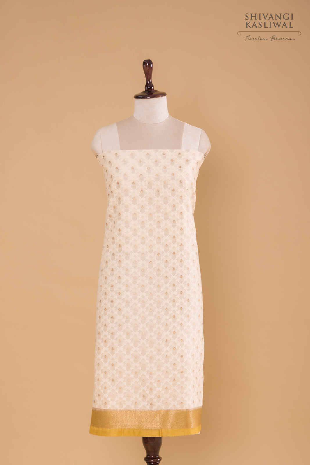 Off-White Handwoven Banarasi Chanderi Suit Piece