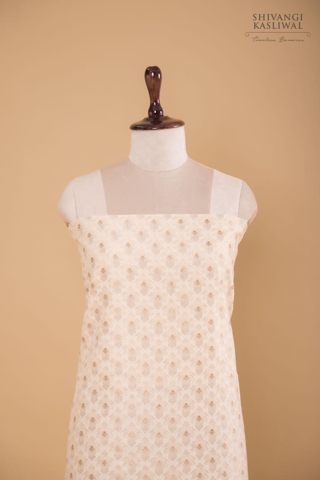 Off-White Handwoven Banarasi Chanderi Suit Piece