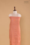 Peach Pink Handwoven Banarasi Chanderi Tissue Suit Piece