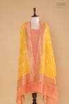 Peach Pink Handwoven Banarasi Chanderi Tissue Suit Piece