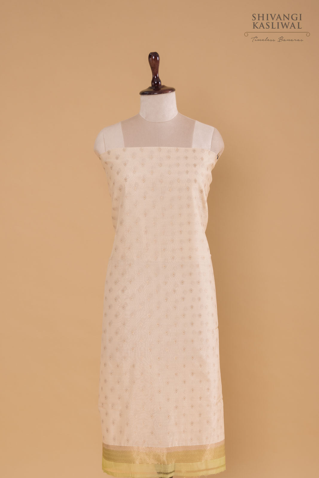 Off-White Handwoven Banarasi Chanderi Suit Piece