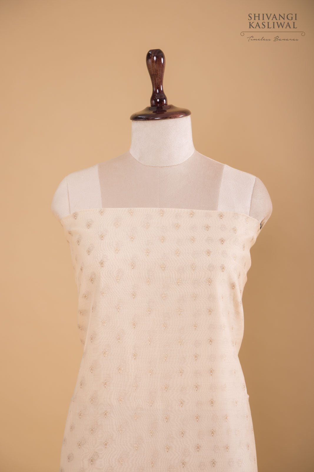 Off-White Handwoven Banarasi Chanderi Suit Piece