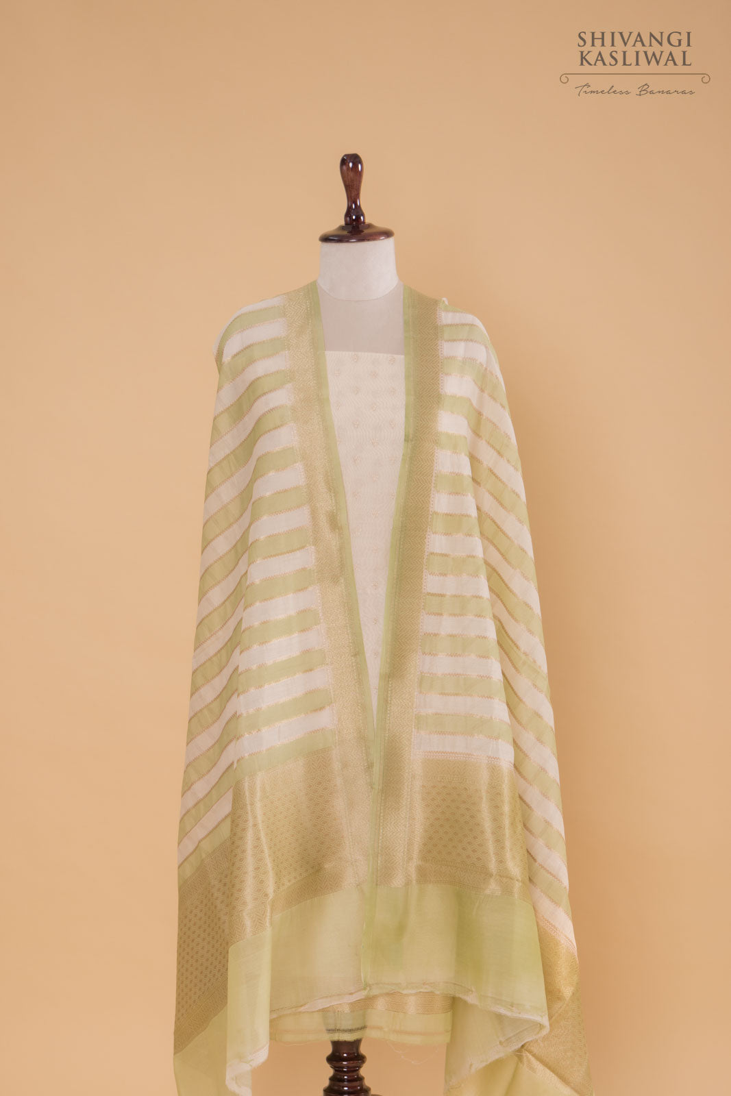 Off-White Handwoven Banarasi Chanderi Suit Piece