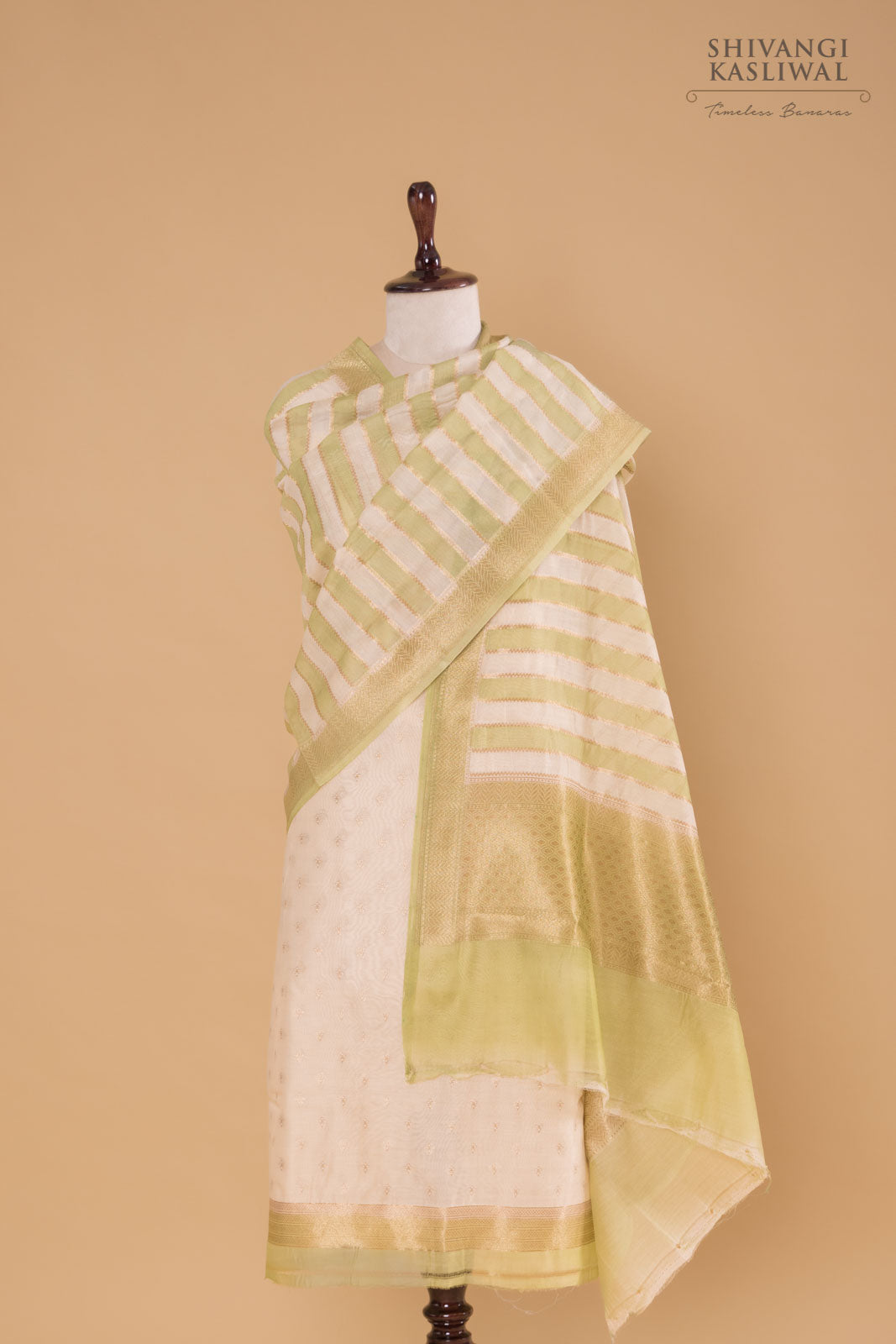 Off-White Handwoven Banarasi Chanderi Suit Piece