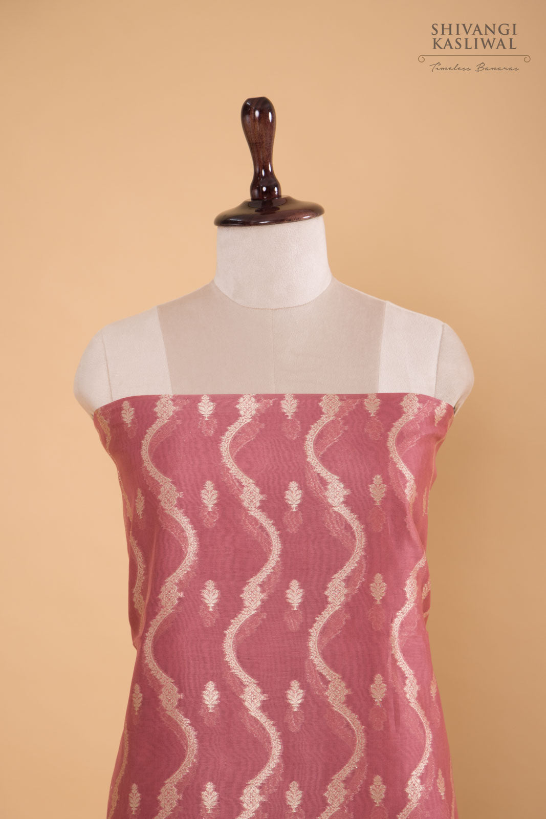 Onion Pink Handwoven Banarasi Chanderi Suit Piece