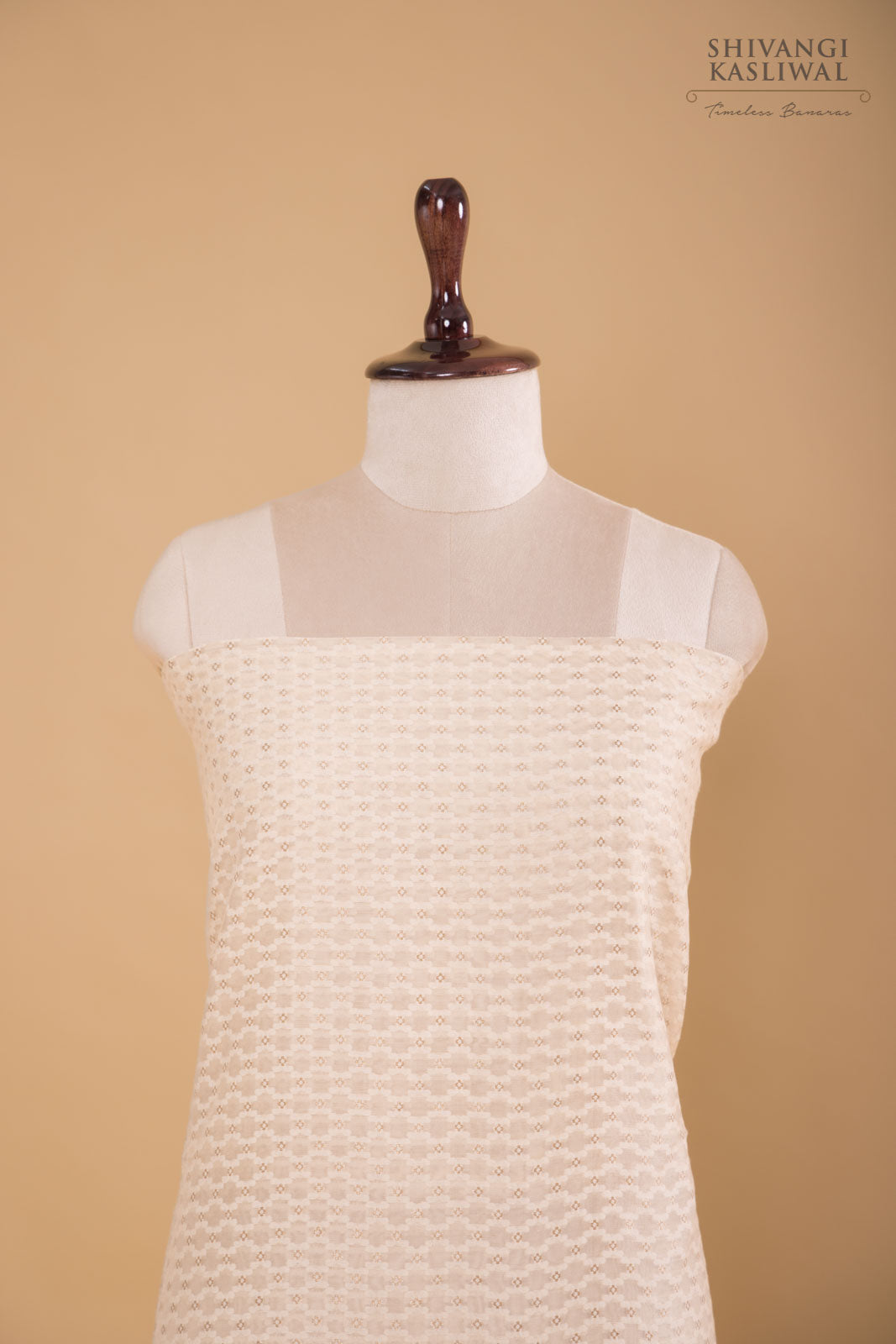 Off-White Handwoven Banarasi Chanderi Suit Piece