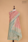 Turquoise Blue Handwoven Banarasi Chanderi Tissue Suit Piece