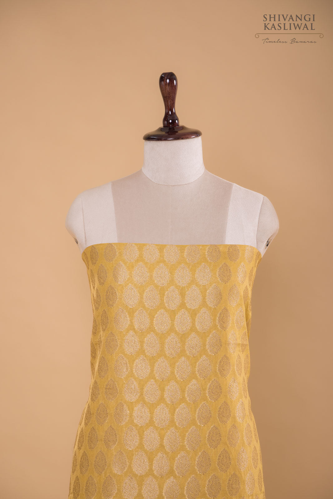 Yellow Handwoven Banarasi Chanderi Tissue Suit Piece