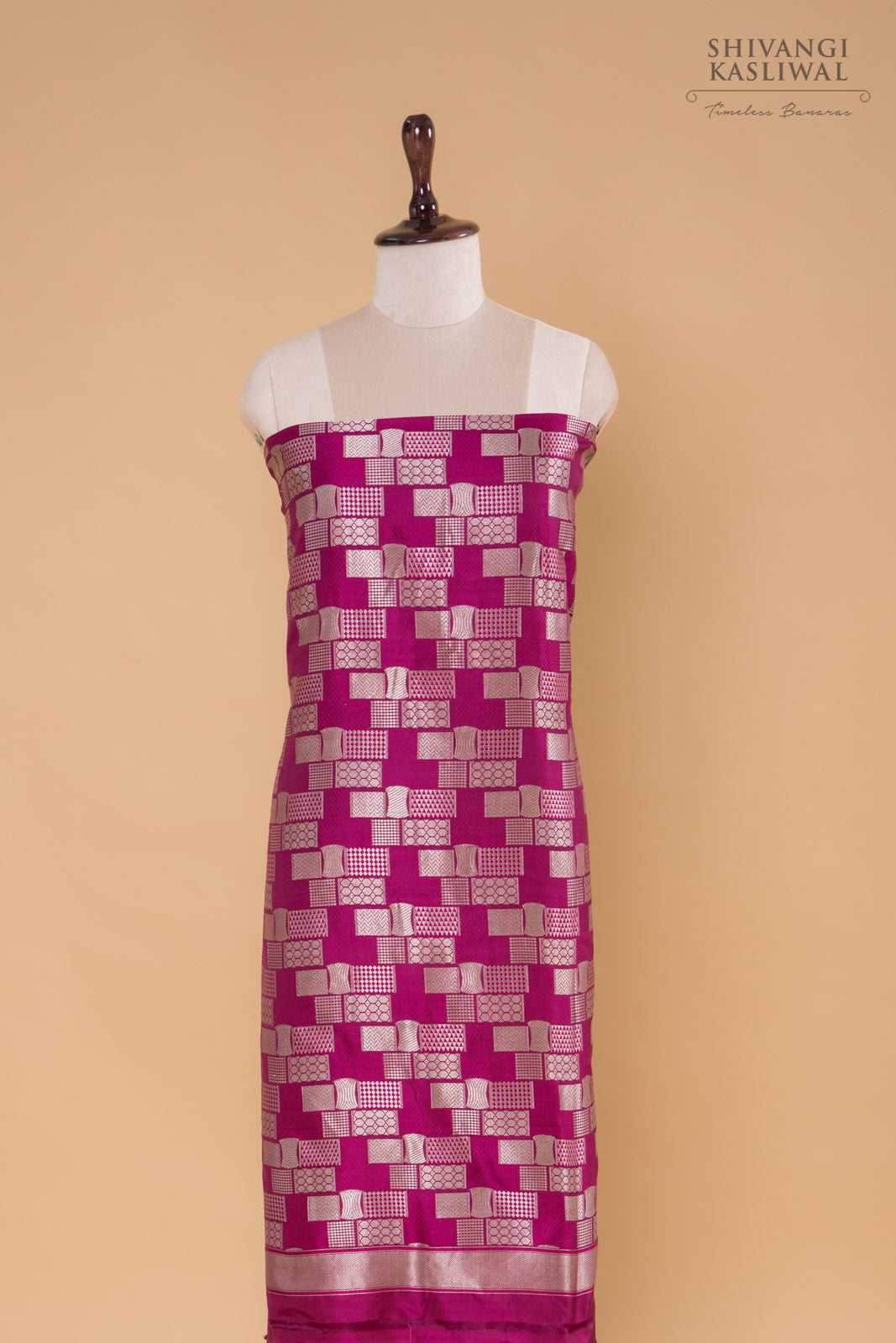Magenta Pink Handwoven Banarasi Silk Suit Piece
