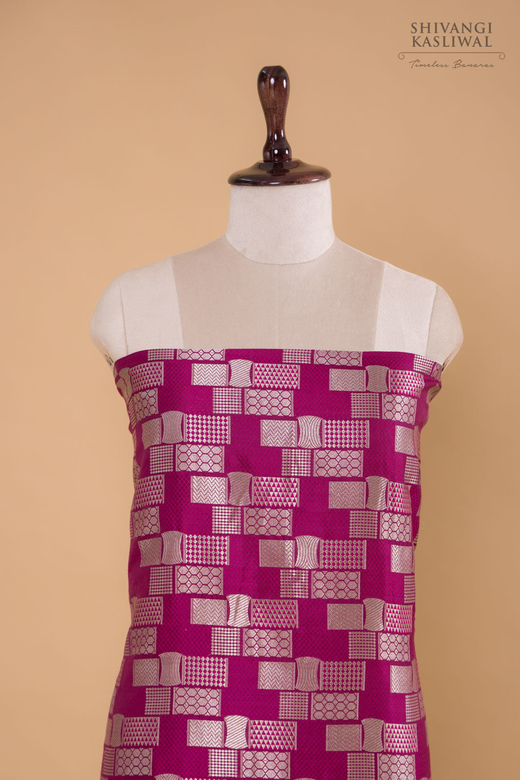 Magenta Pink Handwoven Banarasi Silk Suit Piece