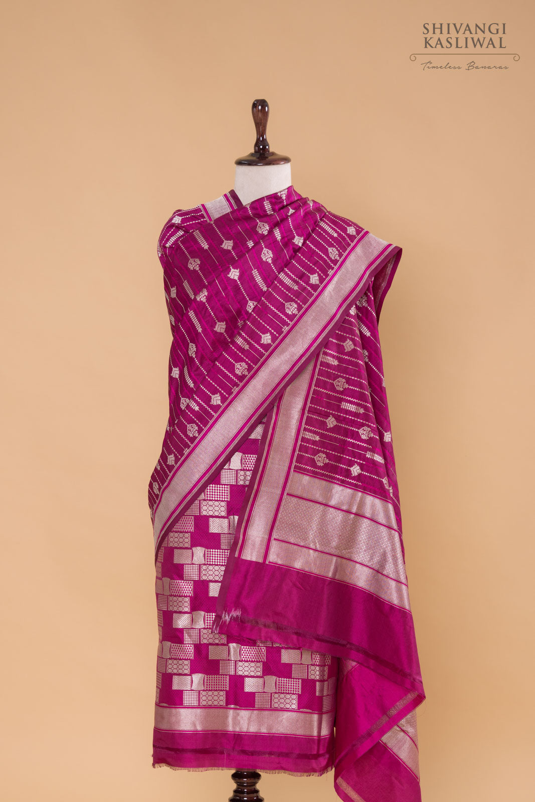 Magenta Pink Handwoven Banarasi Silk Suit Piece