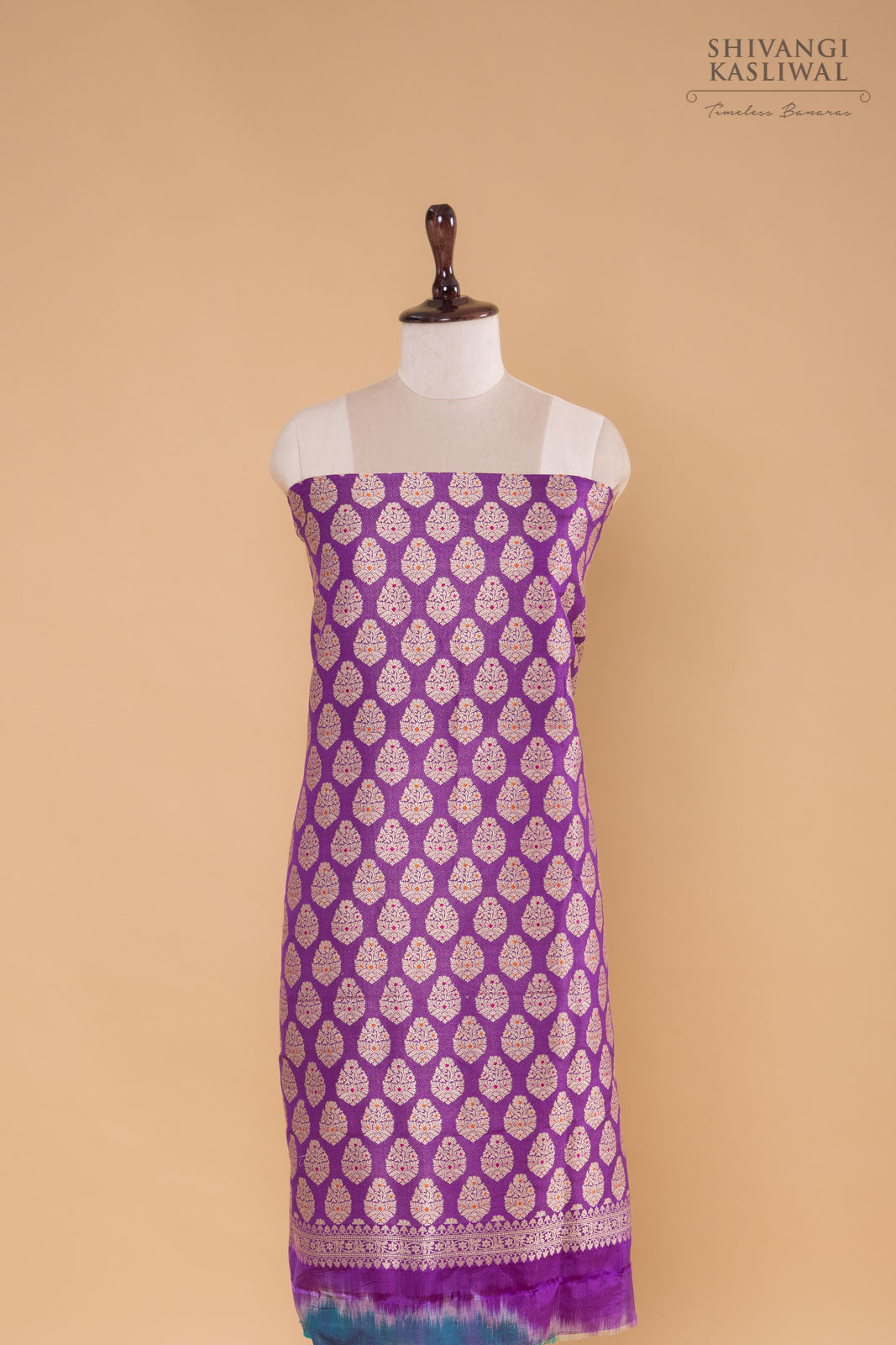 Purple Handwoven Banarasi Silk Suit Piece