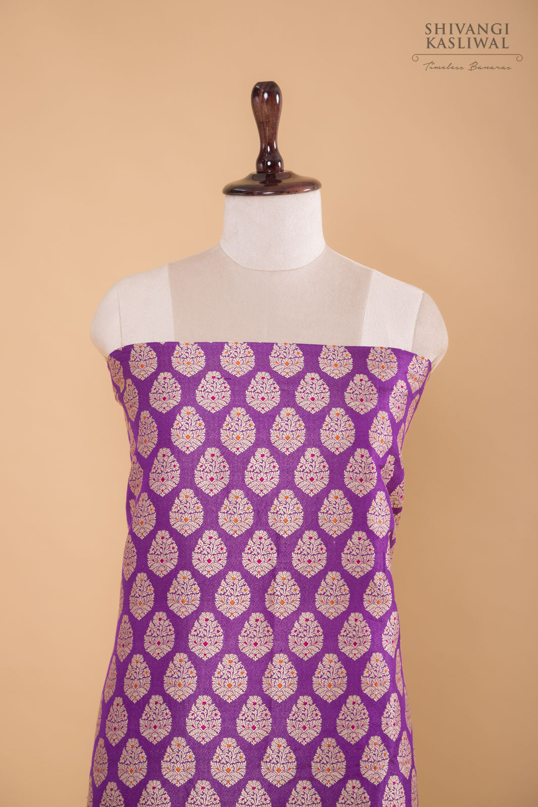 Purple Handwoven Banarasi Silk Suit Piece