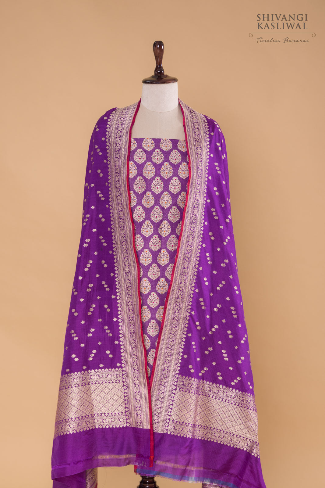 Purple Handwoven Banarasi Silk Suit Piece